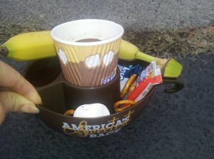 Instead of finisher’s medals, they gave finisher’s mugs!  Better in theory than practice, because once this chocolate fondue hardened, I could not get it out, even with a week of soaking, so I just threw the thing away.  Plus it appeared to be made out of likely BPA infested plastics.  The hoodie was awesome though, so I’ll let it slide.