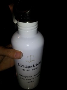 Swim Bike Mom bought this for me back when we were both litigators. I filled it with some homemade almond milk for the road!