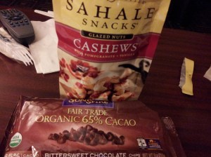 Sahale Vanilla Pomegranted cashews and 65% Cacao Chips. I can't help it. I require dessert at all times.