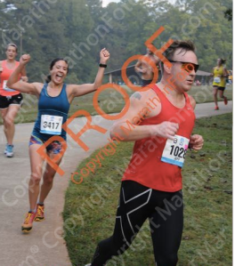 Here is coach's athlete in front of me.  And, yes, I know I look even crazier in this one.